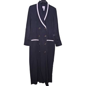 Vintage‎ 80s Danny & Nicole Dress 8T Black Midi Short Sleeve Shawl Collar USA